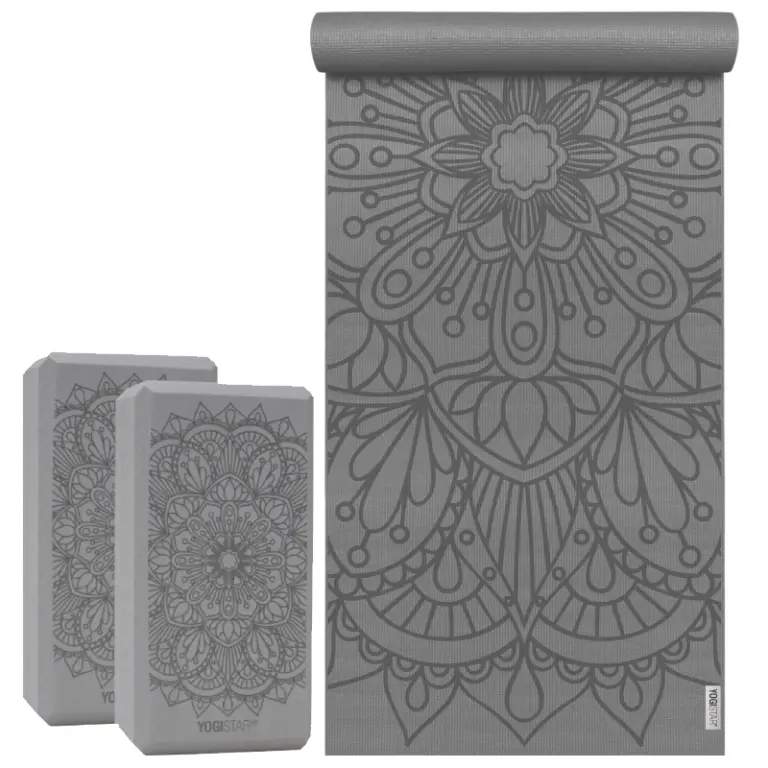 yogamatten set lotus mandala | yogamatte + 2 yogablöcke)