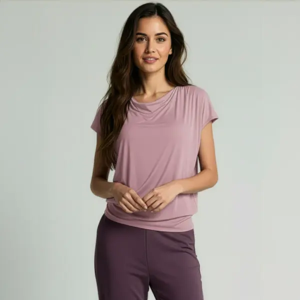 yoga shirt flowing batwing "ala" | rose