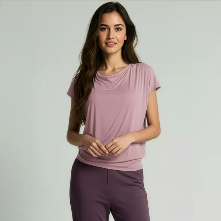 yoga shirt flowing batwing "ala" | rose