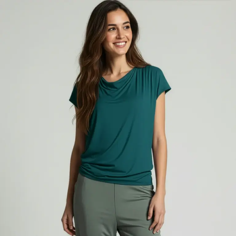 yoga shirt flowing batwing "ala" – petrol