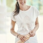 Yoga T-Shirt BATWING „CELESTIAL FLOWER“ | IVORY/COPPER