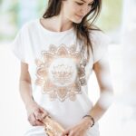 Yoga T-Shirt BATWING „LOTUS“ | IVORY/COPPER