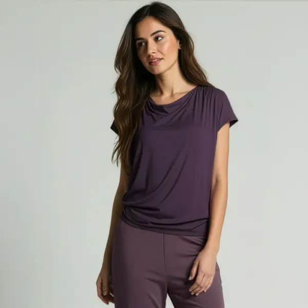 yoga shirt flowing batwing "ala" – elderberry