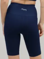 highwaist biker jeans mit rippstrick, blau