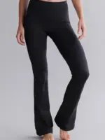 leggings mit hohem bund und ausgestelltem bein, schwarz