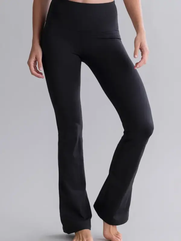 leggings mit hohem bund und ausgestelltem bein, schwarz