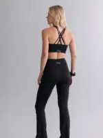 leggings mit hohem bund und ausgestelltem bein, schwarz