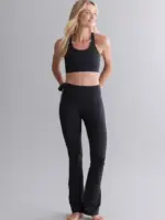 leggings mit hohem bund und ausgestelltem bein, schwarz