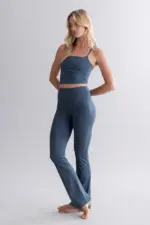 leggings mit hohem bund und ausgestelltem bein,türkis