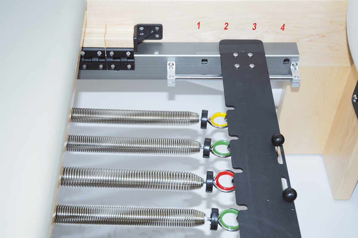 pilates reformer ahorn "therapeutic leg" (inkl. sitting box und jump board) creme