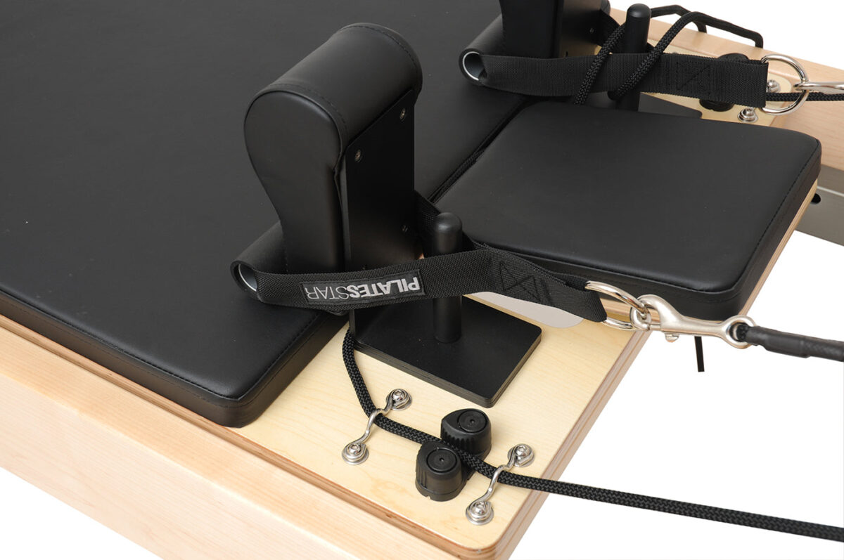 pilates reformer ahorn "therapeutic leg" (inkl. sitting box und jump board) schwarz