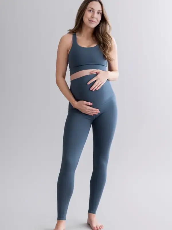 umstandsleggings aus baumwollmischgewebe, türkis