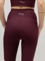 high waist biker ribbed wine