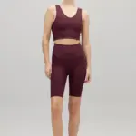 high waist biker ribbed wine