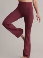 leggings mit hohem bund und ausgestelltem bein, plum