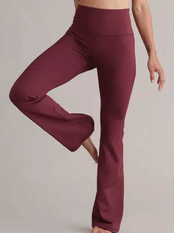 leggings mit hohem bund und ausgestelltem bein, plum
