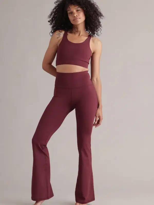 leggings mit hohem bund und ausgestelltem bein, plum